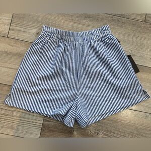 Blue and White Striped Shorts  pockets casual summer preppy nautical small NWT
